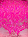 Royalty Sequin Damask 4 Way Stretch Mesh Fabric - Iridescent Sequin Damask, 54" Width (1 Yard)
