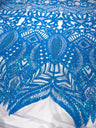 Royalty Sequin Damask 4 Way Stretch Mesh Fabric - Iridescent Sequin Damask, 54" Width (1 Yard)