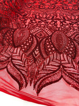 Royalty Sequin Damask 4 Way Stretch Mesh Fabric - Iridescent Sequin Damask, 54" Width (1 Yard)