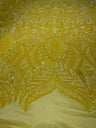Royalty Sequin Damask 4 Way Stretch Mesh Fabric - Iridescent Sequin Damask, 54" Width (1 Yard)