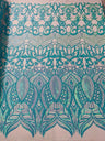 Royalty Sequin Damask 4 Way Stretch Mesh Fabric - Iridescent Sequin Damask, 54" Width (1 Yard)