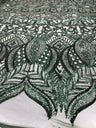 Royalty Sequin Damask 4 Way Stretch Mesh Fabric - Iridescent Sequin Damask, 54" Width (1 Yard)