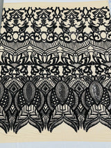 Royalty Sequin Damask 4 Way Stretch Mesh Fabric - Iridescent Sequin Damask, 54" Width (1 Yard)