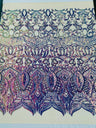Royalty Sequin Damask 4 Way Stretch Mesh Fabric - Iridescent Sequin Damask, 54" Width (1 Yard)