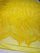 Royalty Sequin Damask 4 Way Stretch Mesh Fabric - Iridescent Sequin Damask, 54" Width (1 Yard)