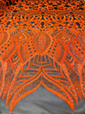 Royalty Sequin Damask 4 Way Stretch Mesh Fabric - Iridescent Sequin Damask, 54" Width (1 Yard)