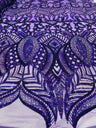 Royalty Sequin Damask 4 Way Stretch Mesh Fabric - Iridescent Sequin Damask, 54" Width (1 Yard)
