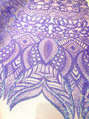 Royalty Sequin Damask 4 Way Stretch Mesh Fabric - Iridescent Sequin Damask, 54" Width (1 Yard)