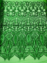 Royalty Sequin Damask 4 Way Stretch Mesh Fabric - Iridescent Sequin Damask, 54" Width (1 Yard)