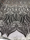 Royalty Sequin Damask 4 Way Stretch Mesh Fabric - Iridescent Sequin Damask, 54" Width (1 Yard)