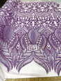Royalty Sequin Damask 4 Way Stretch Mesh Fabric - Iridescent Sequin Damask, 54" Width (1 Yard)