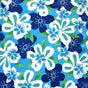 Poly Microfiber Boardshort Fabric Royal/White Hawaiian Floral on Blue