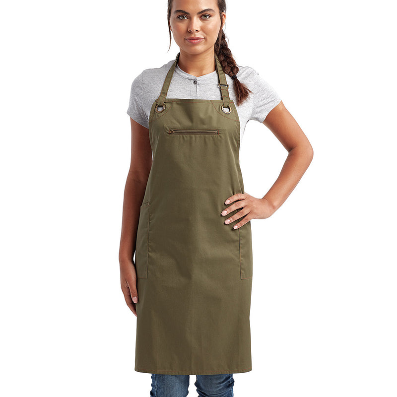 Unisex ‘Barley’ Contrast Stitch Recycled Bib Apron