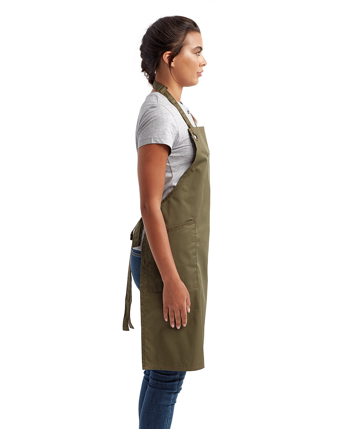 Unisex ‘Barley’ Contrast Stitch Recycled Bib Apron