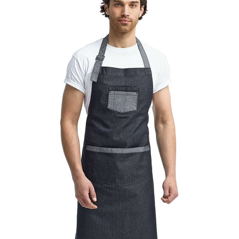 Unisex Domain Contrast Denim Bib Apron