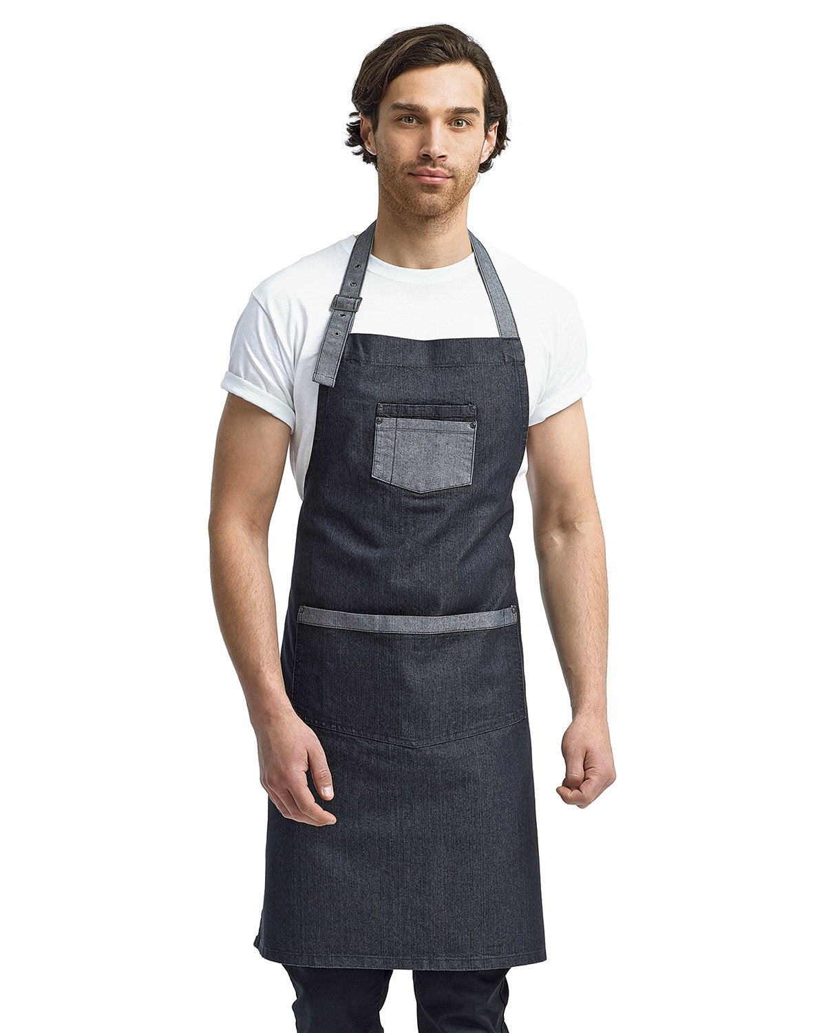 Unisex Domain Contrast Denim Bib Apron