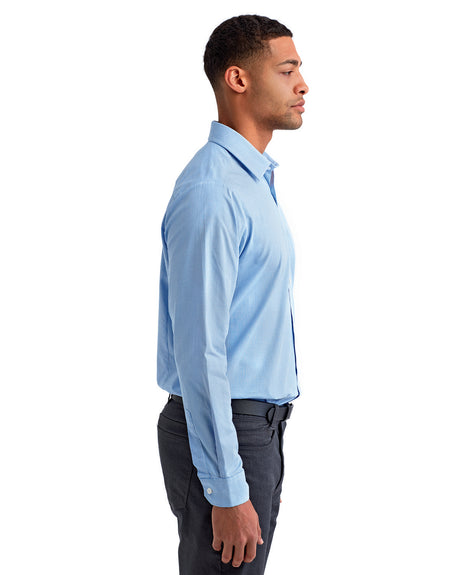 Men's Microcheck Gingham Long-Sleeve Cotton Shirt