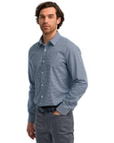 Camisa de algodón para hombre de manga larga con microcuadros vichy