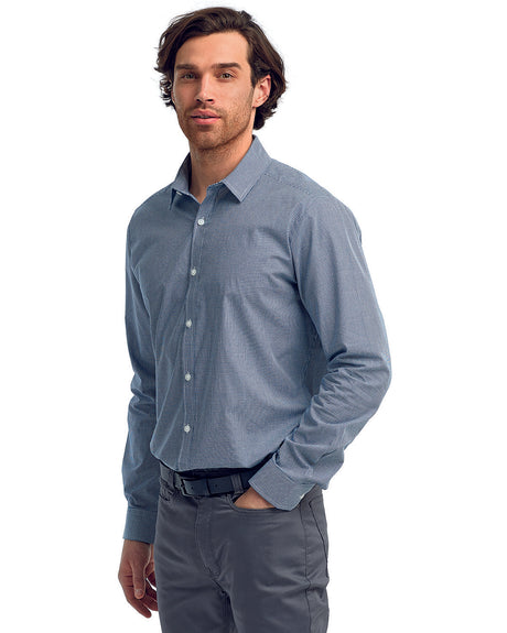 Men's Microcheck Gingham Long-Sleeve Cotton Shirt