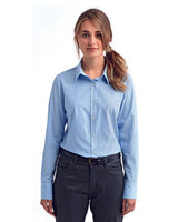 Ladies' Microcheck Gingham Long-Sleeve Cotton Shirt