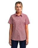 Camisa de algodón para mujer de manga corta con microcuadros vichy