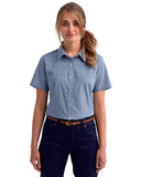 Camisa de algodón para mujer de manga corta con microcuadros vichy