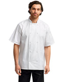 Chaqueta de chef unisex de manga corta con tachuelas en el frente