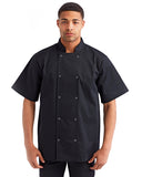 Chaqueta de chef unisex de manga corta con tachuelas en el frente