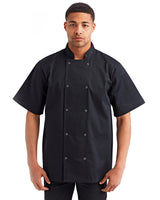 Unisex Studded Front Short-Sleeve Chef's Jacket