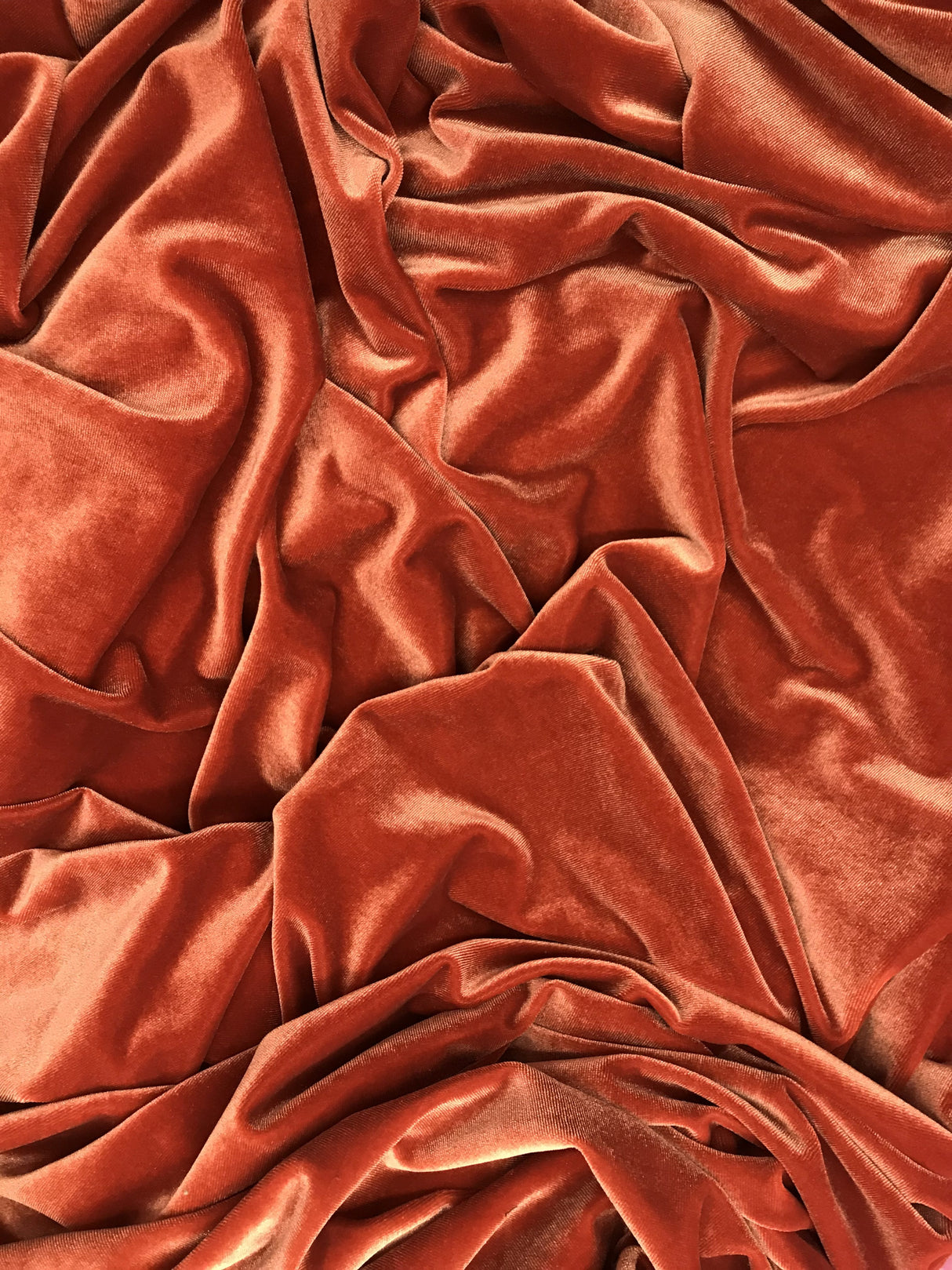 Rust Stretch Velvet Fabric - Rust, 58"-60" Width