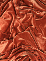 Rust Stretch Velvet Fabric - Rust, 58"-60" Width