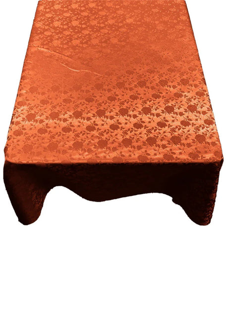Rectangular Tablecloth Roses Jacquard Satin Fabric - Rose Pattern, 60" X 72" (1 Piece)