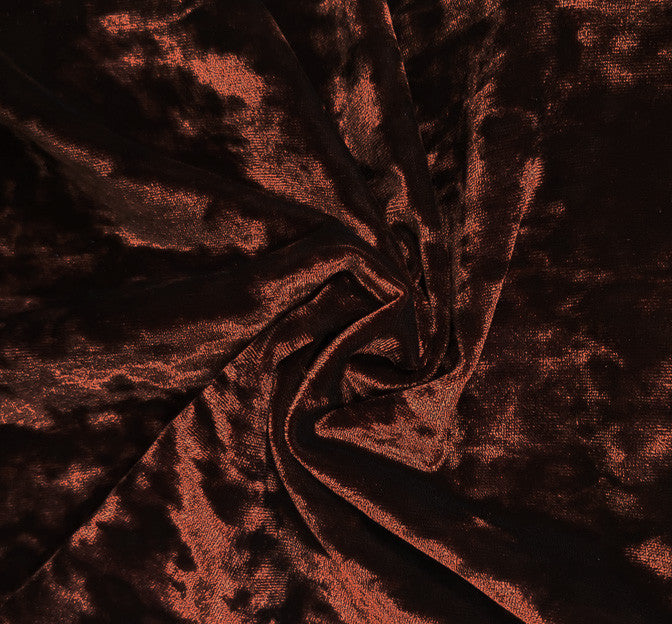 Stretch Velvet Crushed Spandex Fabric - Rust, Crushed, 58/60" Width
