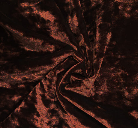Stretch Velvet Crushed Spandex Fabric - Rust, Crushed, 58/60" Width