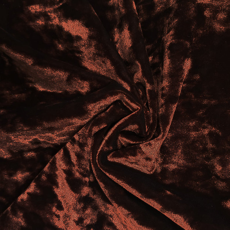 1 Yard Stretch Velvet Crushed Rust Fabric, 58/60" Wide, Soft Apparel Material