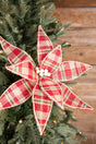 22” Plaid Poinsettia Stem - Red