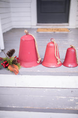 Red Tin Bells - Set of 3