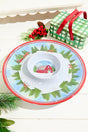14.96" Melamine Holiday Barn Design Chip & Dip Plate