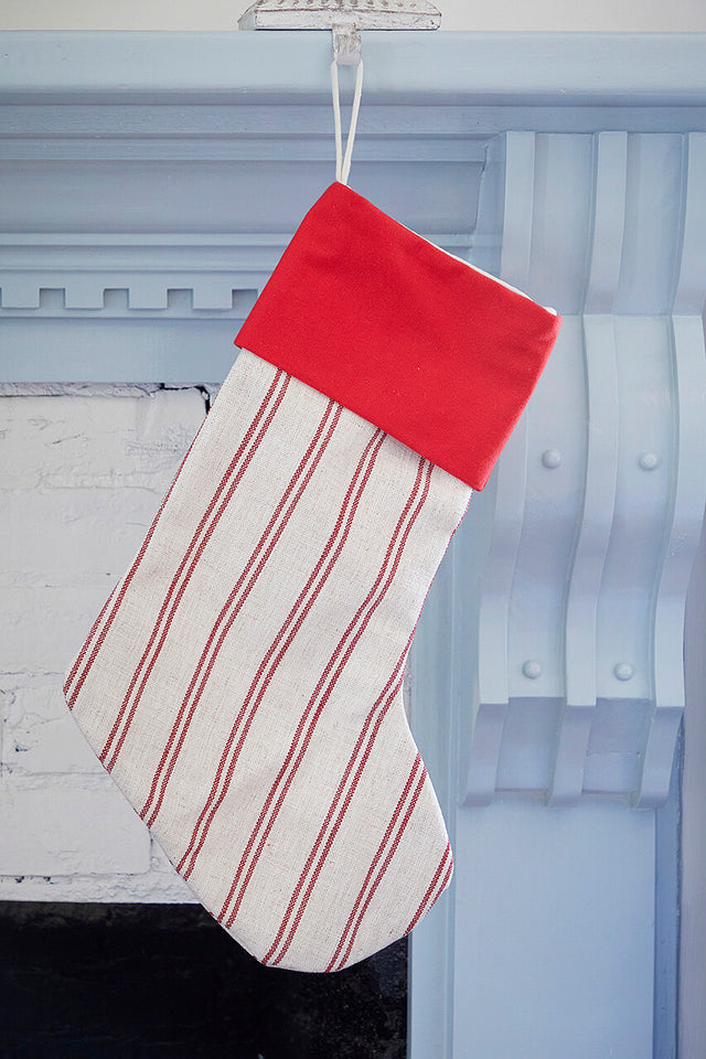 Beige Stocking with Red Stripes