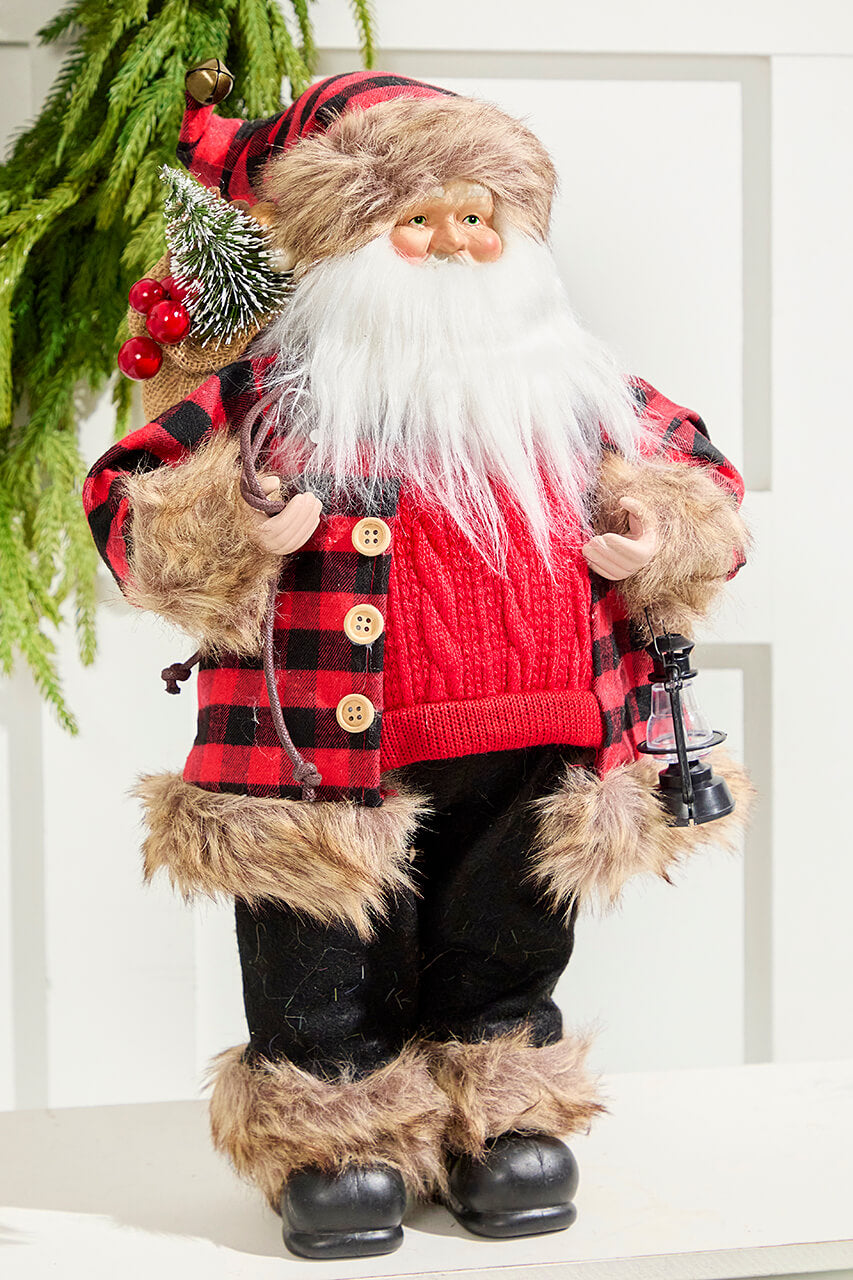 18" Holiday Santa Figurine with Lighted Lantern