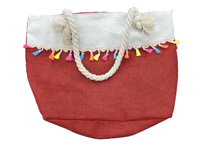 Beach Bag Fabric - Rust Red/White (1 Bag)