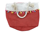 Beach Bag Fabric - Rust Red/White (1 Bag)