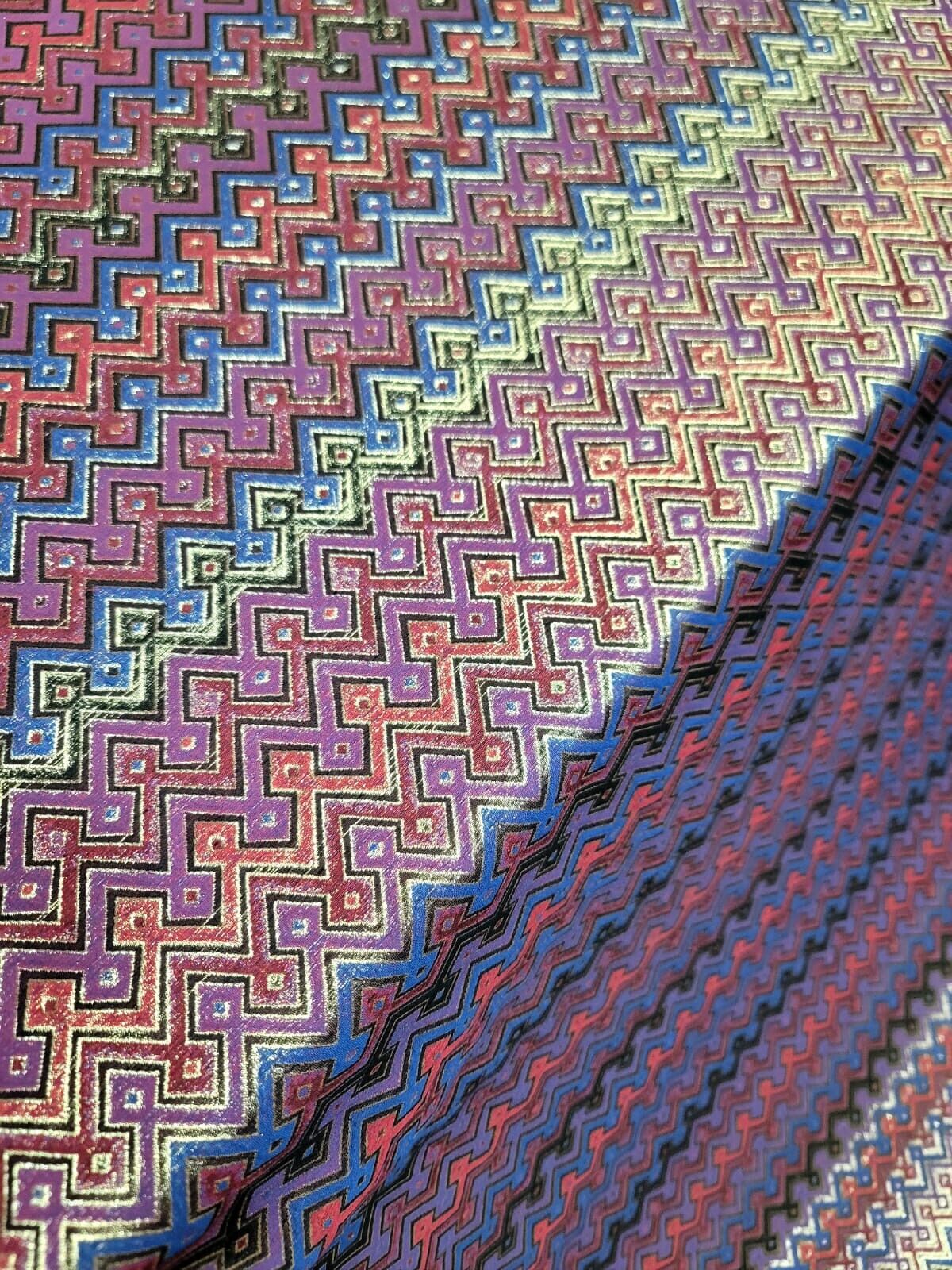 Brocade Jacquard Red Gold Geometric Fabric