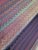Brocade Jacquard Red Gold Geometric Fabric