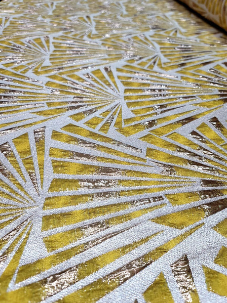 Gold Yellow Metallic Brocade Fabric