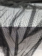 Black Tulle Mesh Fabric with Velvet Polka Dots