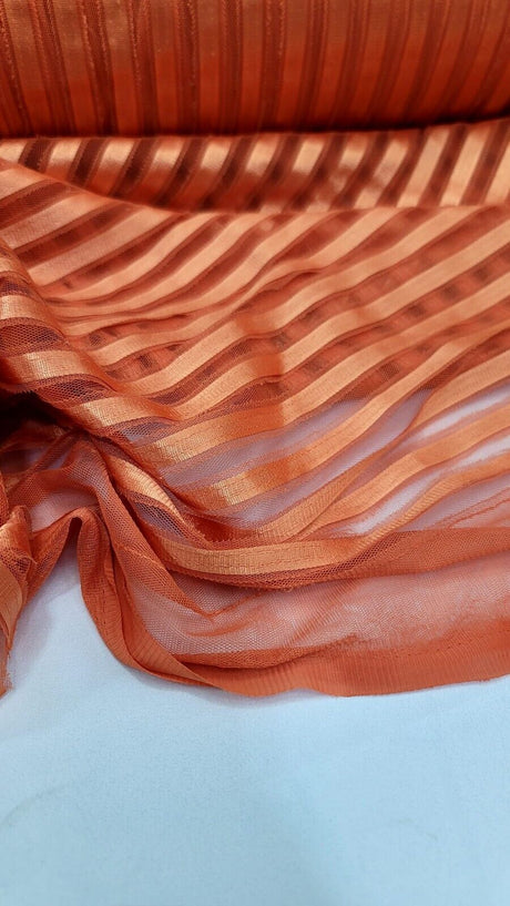 Orange Stretch Lace Fabric