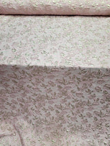 Brocade Jacquard Fabric Rose Pink Gold Metallic