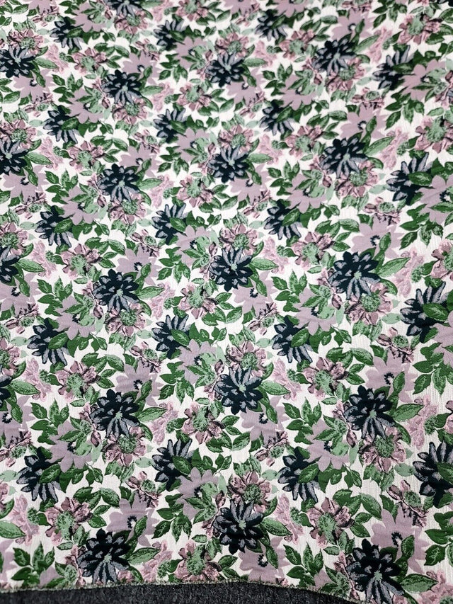 Brocade Jacquard Floral Chenille Fabric Mauve Green