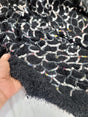 Sequin Faux Fur Stretch Fabric Black Silver